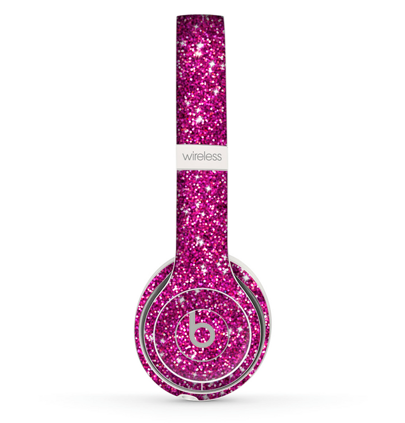 The Bright Pink Glitter Skin Set for the Beats by Dre Solo 2 Wireless Headphones