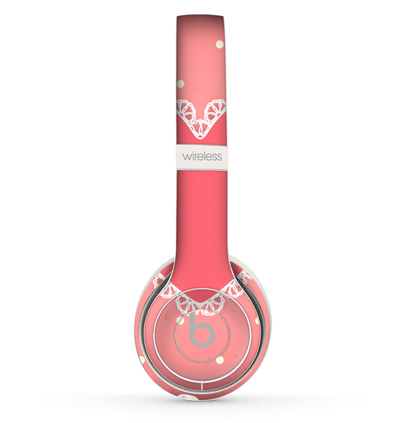 The Bright Pink Heart Lace V3 Skin Set for the Beats by Dre Solo 2 Wireless Headphones