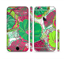 The Bright Pink and Green Flowers Sectioned Skin Series for the Apple iPhone 6/6s