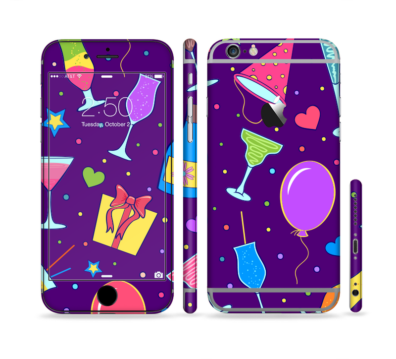 The Bright Purple Party Drinks Sectioned Skin Series for the Apple iPhone 6/6s Plus