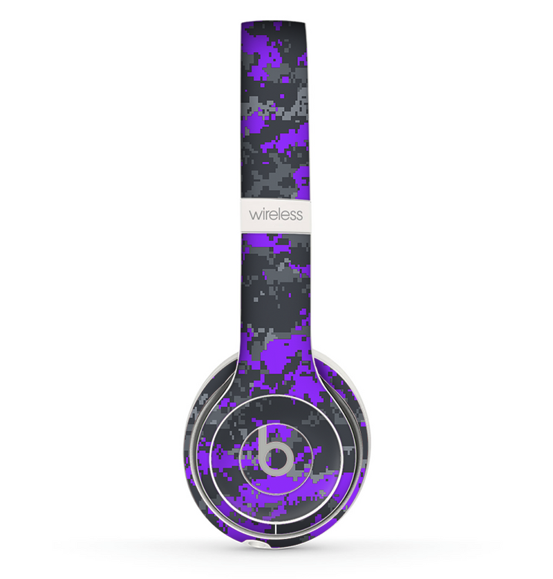 The Bright Purple and Gray Digital Camouflage Skin Set for the Beats by Dre Solo 2 Wireless Headphones