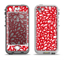 The Bright Red and White Floral Sprout Apple iPhone 5-5s LifeProof Nuud Case Skin Set
