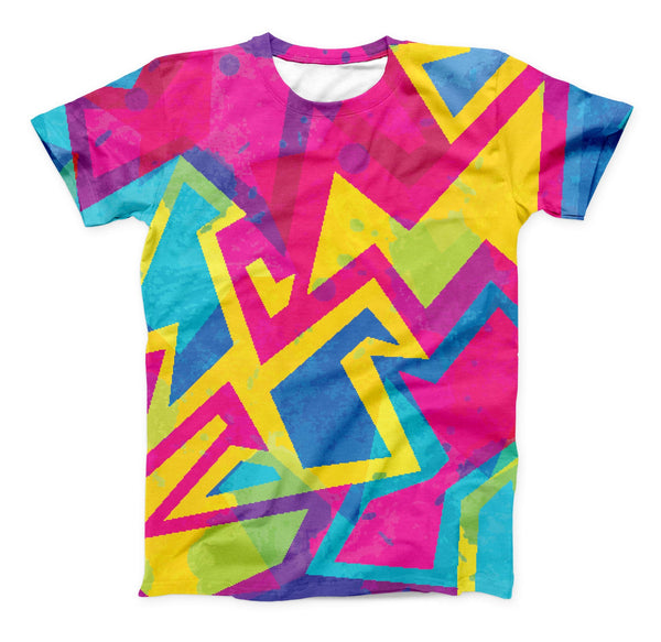The Bright Retro Color-Shapes ink-Fuzed Unisex All Over Full-Printed Fitted Tee Shirt