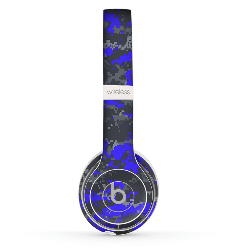 The Bright Royal Blue and Gray Digital Camouflage Skin Set for the Beats by Dre Solo 2 Wireless Headphones