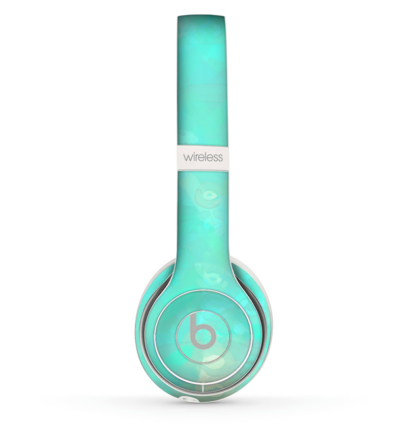 The Bright Teal WaterColor Panel Skin Set for the Beats by Dre Solo 2 Wireless Headphones