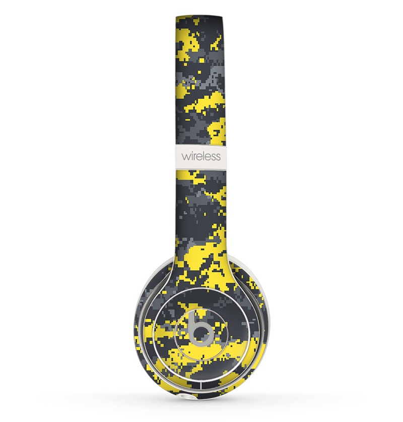 The Bright Yellow and Gray Digital Camouflage Skin Set for the Beats by Dre Solo 2 Wireless Headphones