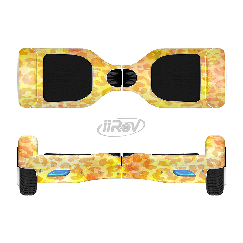 The Bright Yellow and Orange Leopard Print Full-Body Skin Set for the Smart Drifting SuperCharged iiRov HoverBoard
