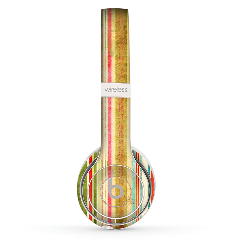 The Brightly Colored Vertical Grungy Stripes Skin Set for the Beats by Dre Solo 2 Wireless Headphones