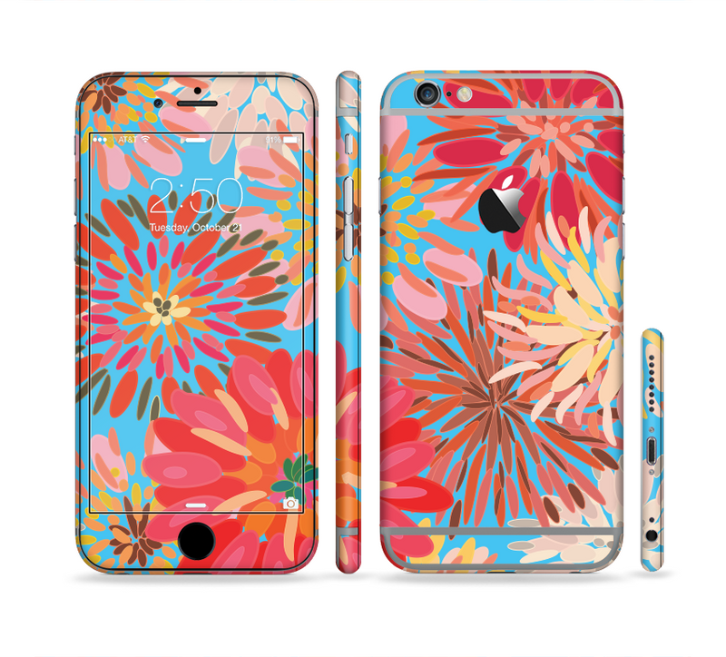 The Brightly Colored Watercolor Flowers Sectioned Skin Series for the Apple iPhone 6/6s