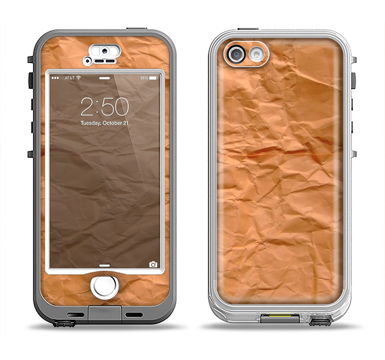 The Brown Crumpled Paper Apple iPhone 5-5s LifeProof Nuud Case Skin Set