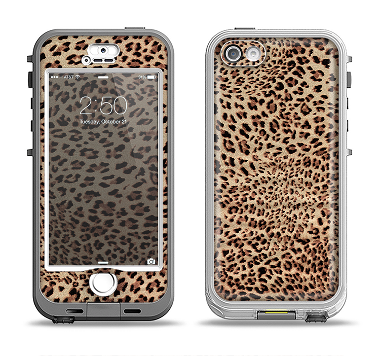 The Brown Vector Leopard Print Apple iPhone 5-5s LifeProof Nuud Case Skin Set