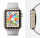The Brown & White Striped Pattern Full-Body Skin Set for the Apple Watch