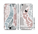 The Brown and Teal Lace Design Sectioned Skin Series for the Apple iPhone 6/6s Plus
