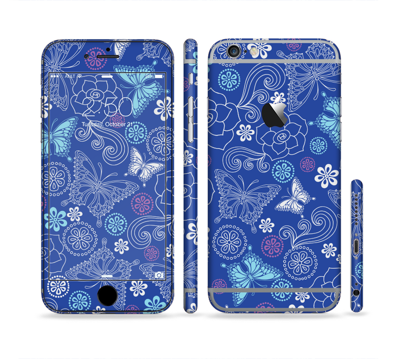 The Butterfly Blue Laced Sectioned Skin Series for the Apple iPhone 6/6s Plus