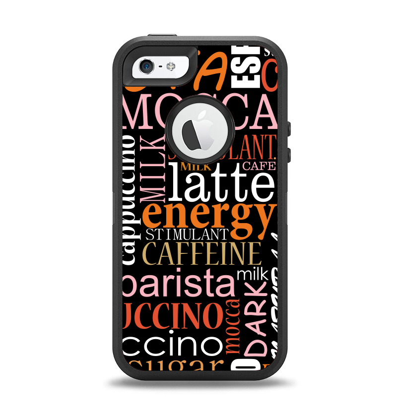 The Cafe Word Cloud Apple iPhone 5-5s Otterbox Defender Case Skin Set