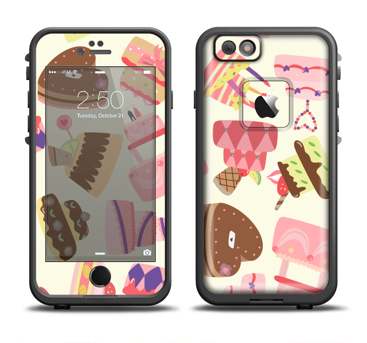 The Cakes and Sweets Pattern Apple iPhone 6/6s LifeProof Fre Case Skin Set