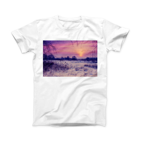 The Calm Snowy Sunset ink-Fuzed Front Spot Graphic Unisex Soft-Fitted Tee Shirt