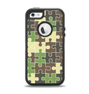 The Camouflage Colored Puzzle Pattern Apple iPhone 5-5s Otterbox Defender Case Skin Set