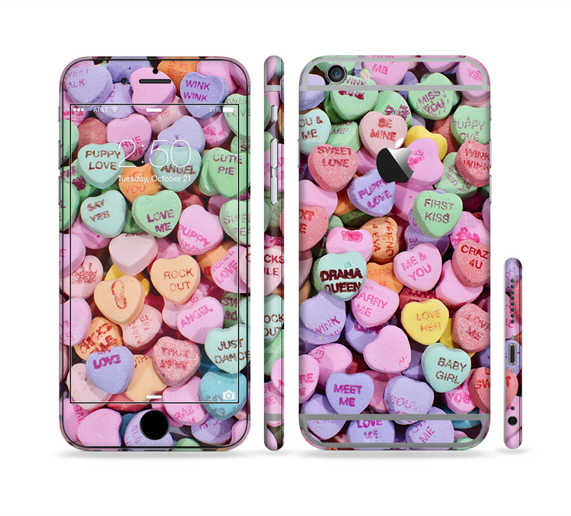 The Candy Worded Hearts Sectioned Skin Series for the Apple iPhone 6/6s