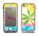 The Cartoon Bright Palm Tree Beach Apple iPhone 5-5s LifeProof Nuud Case Skin Set