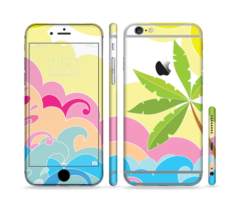 The Cartoon Bright Palm Tree Beach Sectioned Skin Series for the Apple iPhone 6/6s