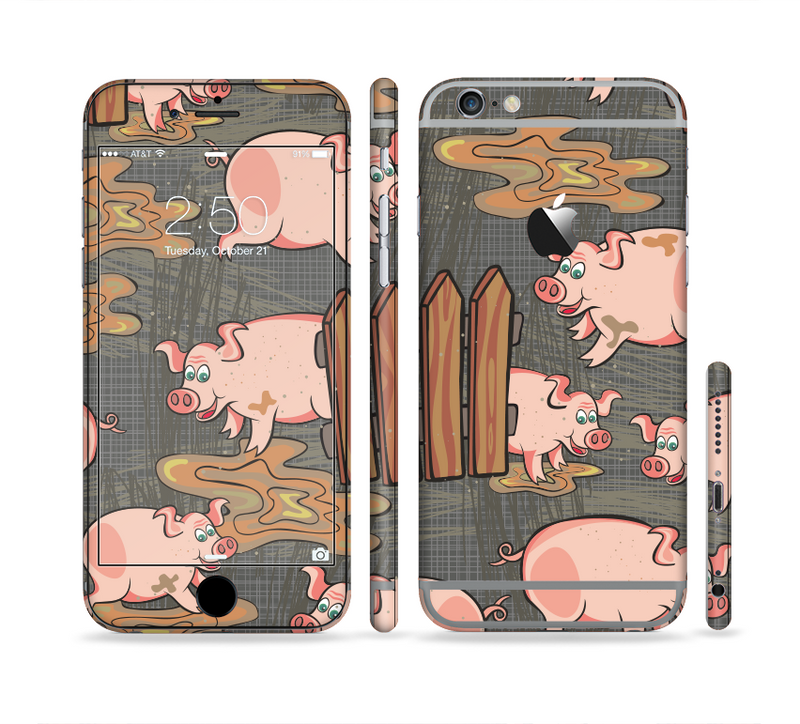 The Cartoon Muddy Pigs Sectioned Skin Series for the Apple iPhone 6/6s Plus