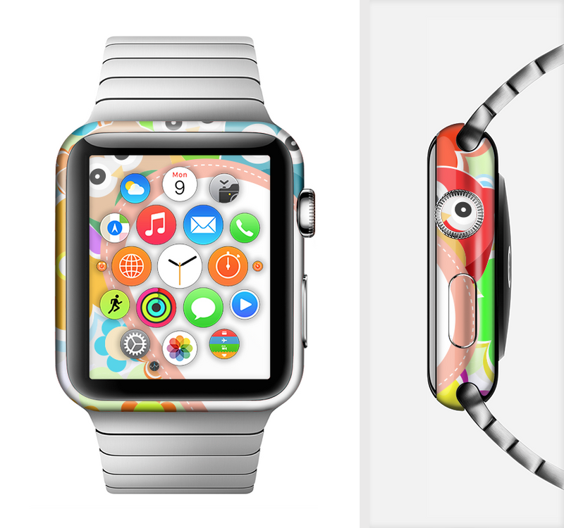 The Cartoon Owls with Big Heart Full-Body Skin Set for the Apple Watch