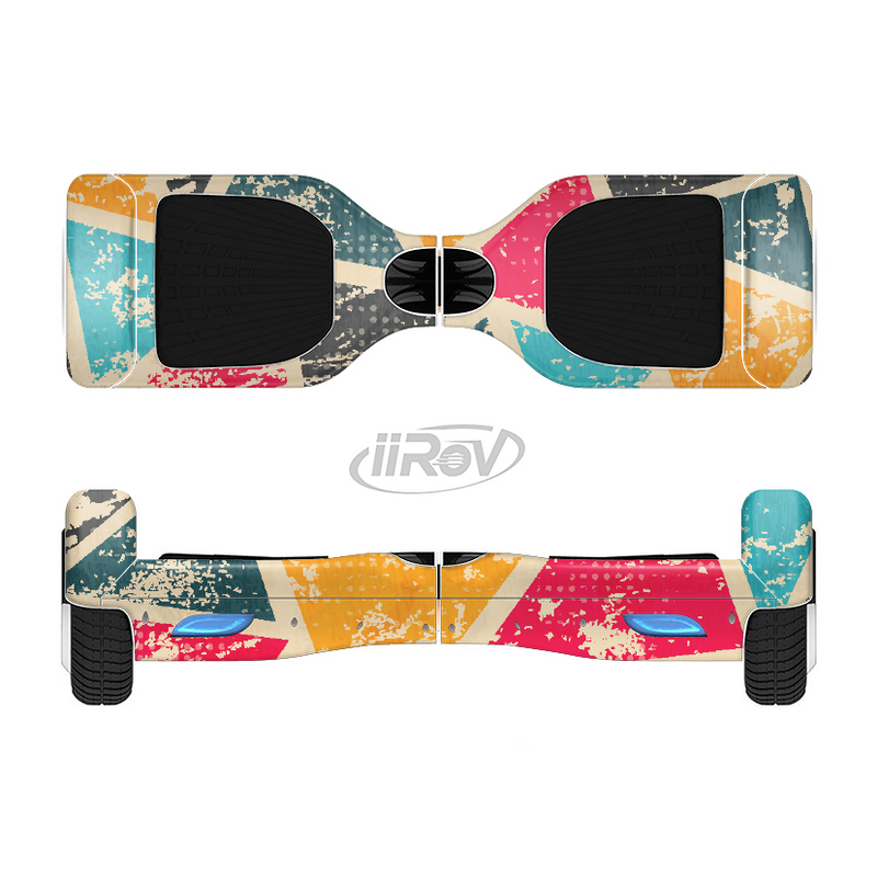 The Chipped Colorful Retro Triangles Full-Body Skin Set for the Smart Drifting SuperCharged iiRov HoverBoard