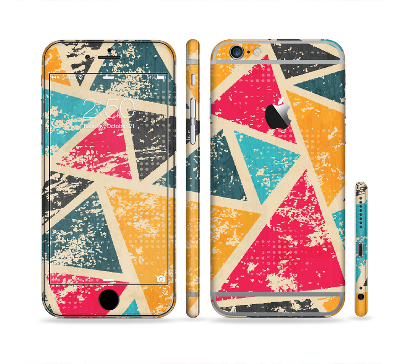 The Chipped Colorful Retro Triangles Sectioned Skin Series for the Apple iPhone 6/6s Plus