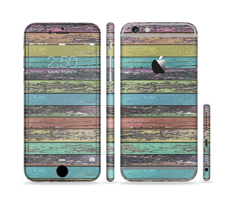 The Chipped Pastel Paint on Wood Sectioned Skin Series for the Apple iPhone 6/6s