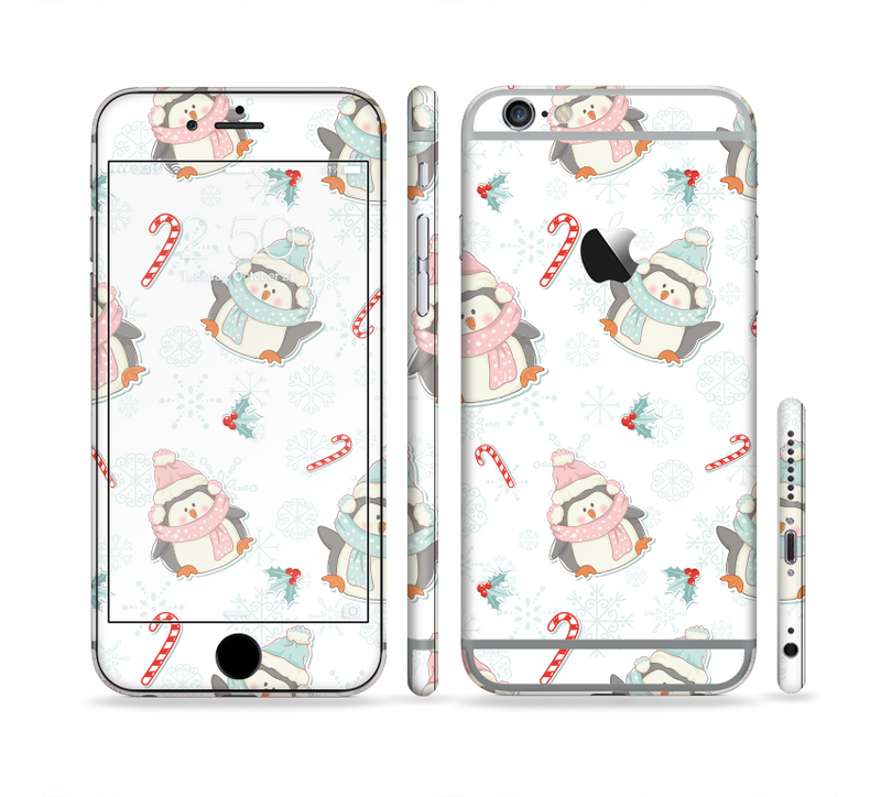The Christmas Suited Fat Penguins Sectioned Skin Series for the Apple iPhone 6/6s