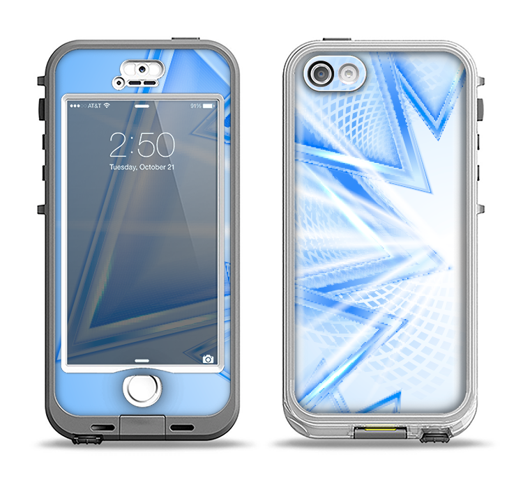 The Clear Blue HD Triangles Apple iPhone 5-5s LifeProof Nuud Case Skin Set