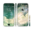 The Cloudy Abstract Green Nebula Sectioned Skin Series for the Apple iPhone 6/6s