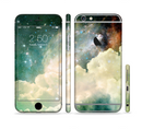 The Cloudy Grunge Green Universe Sectioned Skin Series for the Apple iPhone 6/6s