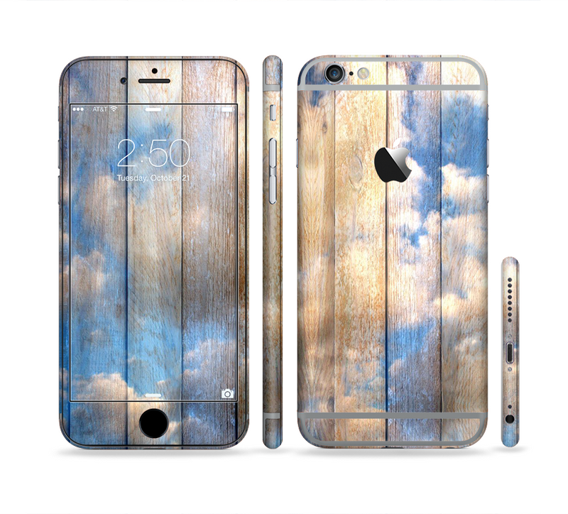 The Cloudy Wood Planks Sectioned Skin Series for the Apple iPhone 6/6s
