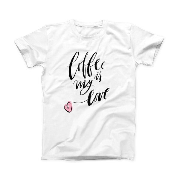 The Coffee is My Love ink-Fuzed Front Spot Graphic Unisex Soft-Fitted Tee Shirt