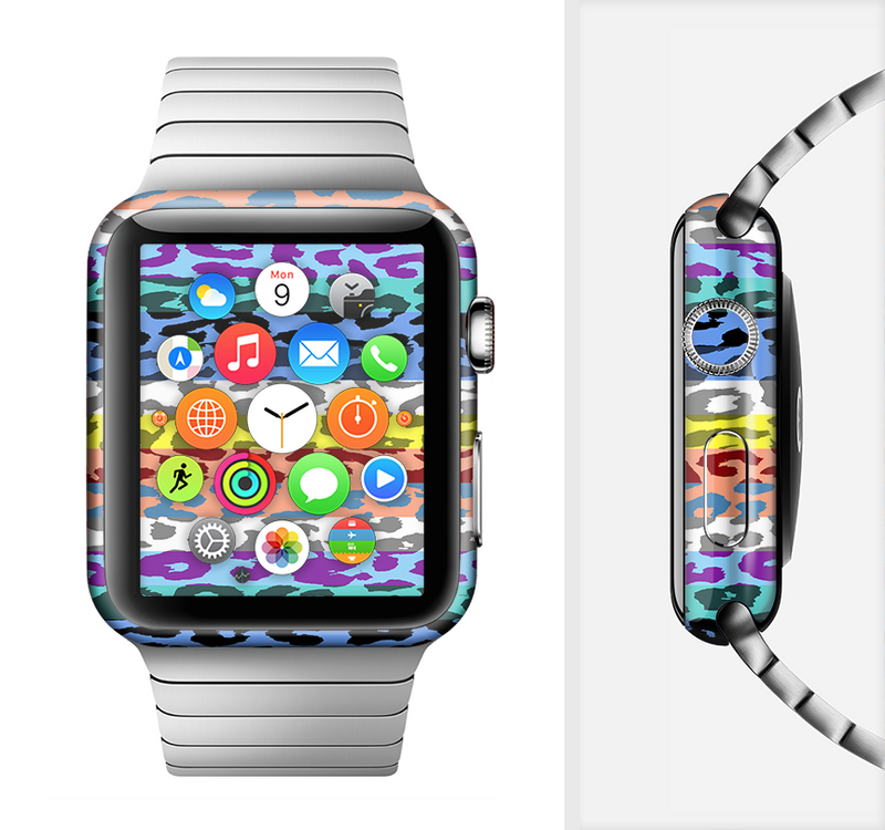 The Color Striped Vector Leopard Print Full-Body Skin Set for the Apple Watch