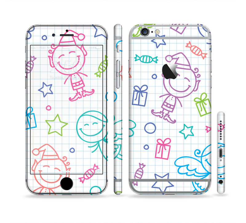The Colored Happy Doodle Angels and Elves Sectioned Skin Series for the Apple iPhone 6/6s Plus