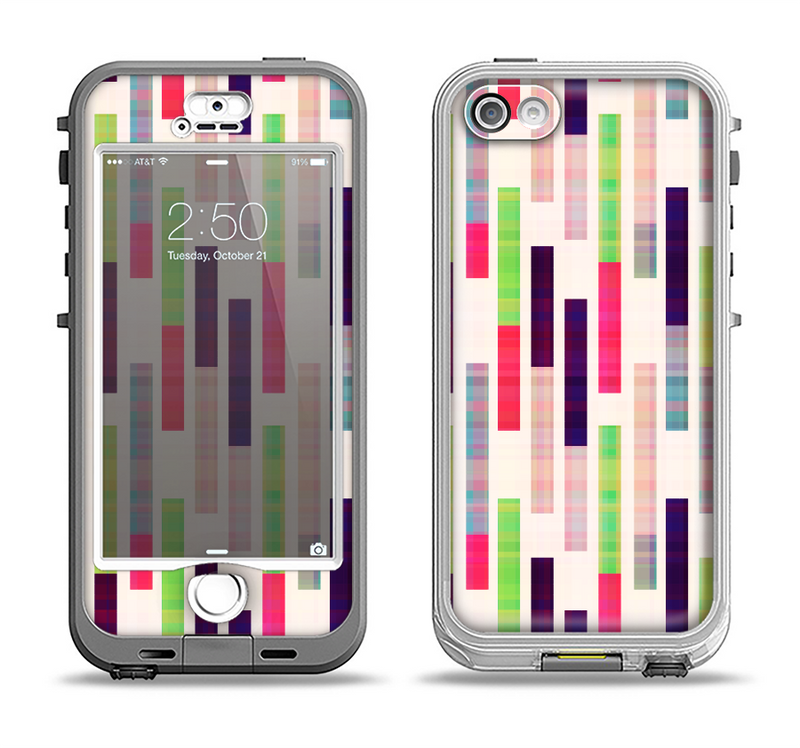 The Colorful Abstract Plaided Stripes Apple iPhone 5-5s LifeProof Nuud Case Skin Set