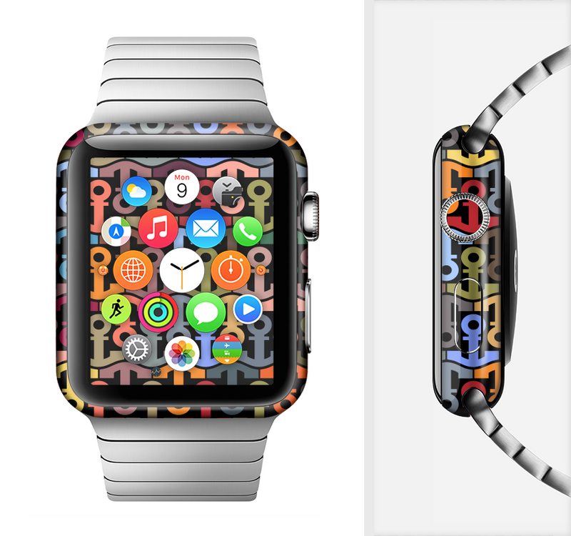 The Colorful Anchor Vector Collage Pattern Full-Body Skin Set for the Apple Watch