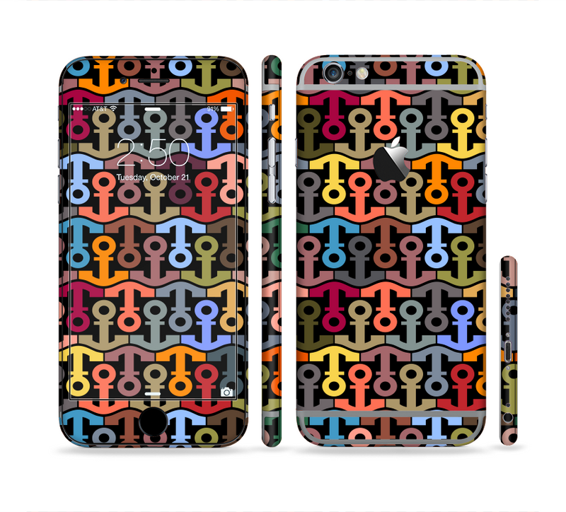 The Colorful Anchor Vector Collage Pattern Sectioned Skin Series for the Apple iPhone 6/6s