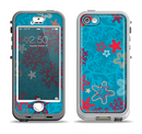 The Colorful Blue and Red Starfish Shapes Apple iPhone 5-5s LifeProof Nuud Case Skin Set