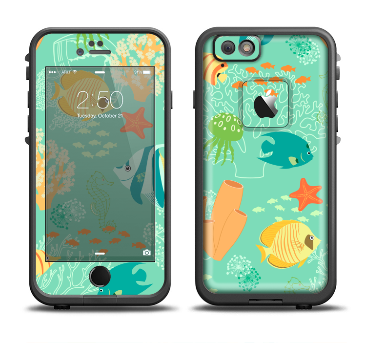 The Colorful Bright Saltwater Fish Apple iPhone 6/6s LifeProof Fre Case Skin Set