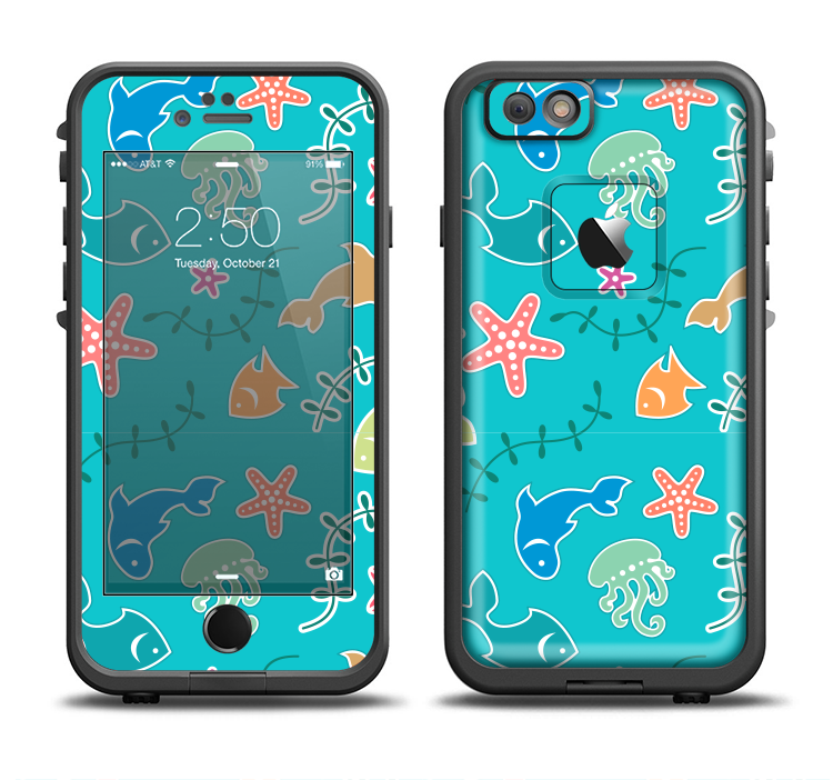The Colorful Cartoon Sea Creatures Apple iPhone 6/6s LifeProof Fre Case Skin Set