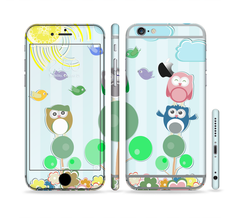 The Colorful Emotional Cartoon Owls in the Trees Sectioned Skin Series for the Apple iPhone 6/6s