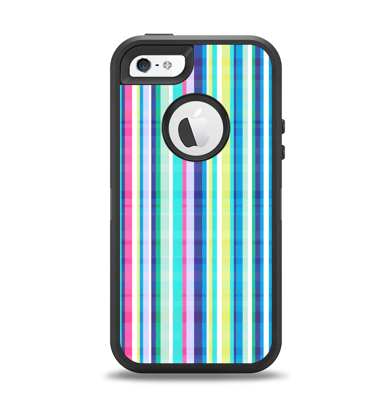 The Colorful Highlighted Vertical Stripes  Apple iPhone 5-5s Otterbox Defender Case Skin Set