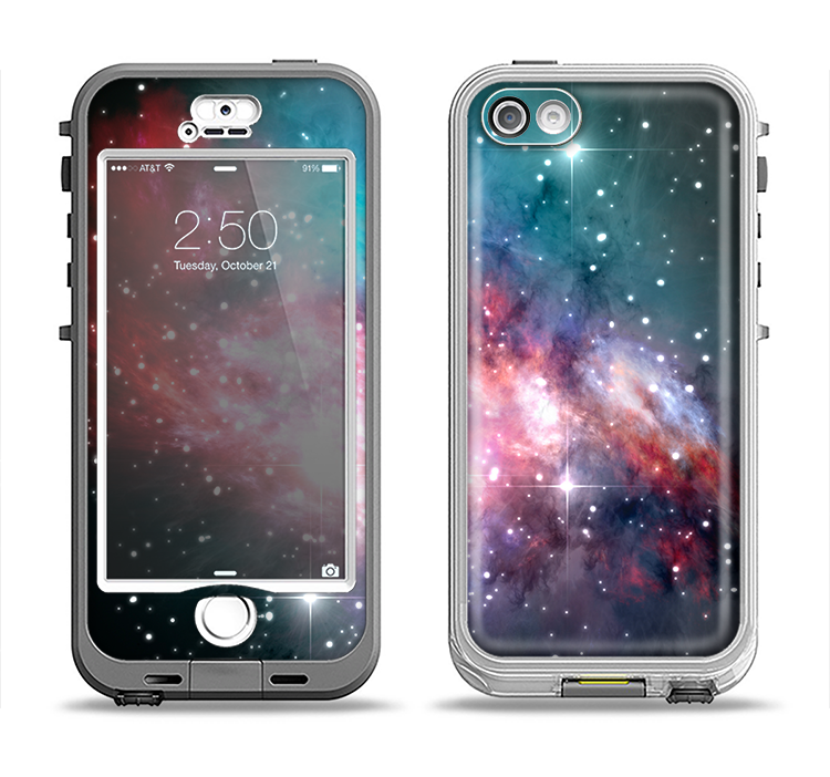 The Colorful Neon Space Nebula Apple iPhone 5-5s LifeProof Nuud Case Skin Set