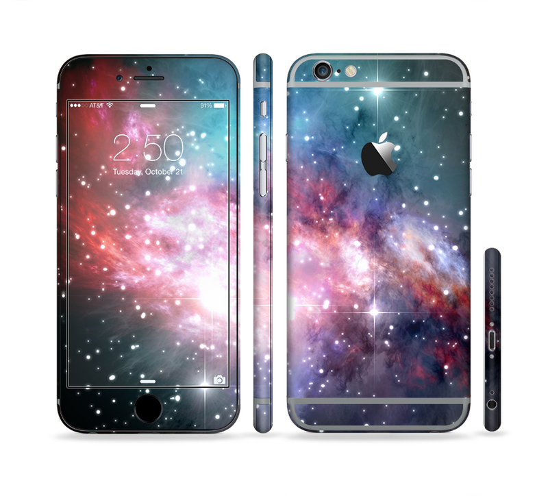 The Colorful Neon Space Nebula Sectioned Skin Series for the Apple iPhone 6/6s