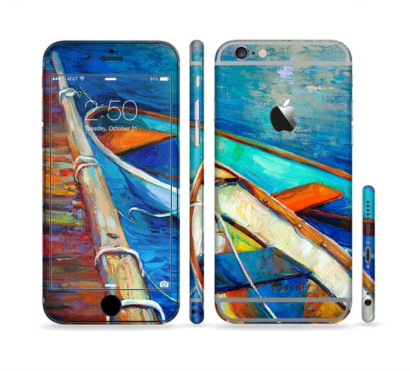 The Colorful Pastel Docked Boats Sectioned Skin Series for the Apple iPhone 6/6s