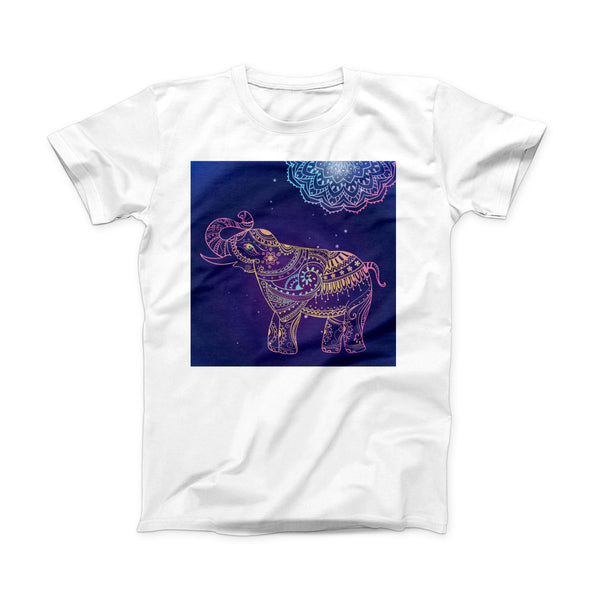 The Colorful Sacred Elephant ink-Fuzed Front Spot Graphic Unisex Soft-Fitted Tee Shirt
